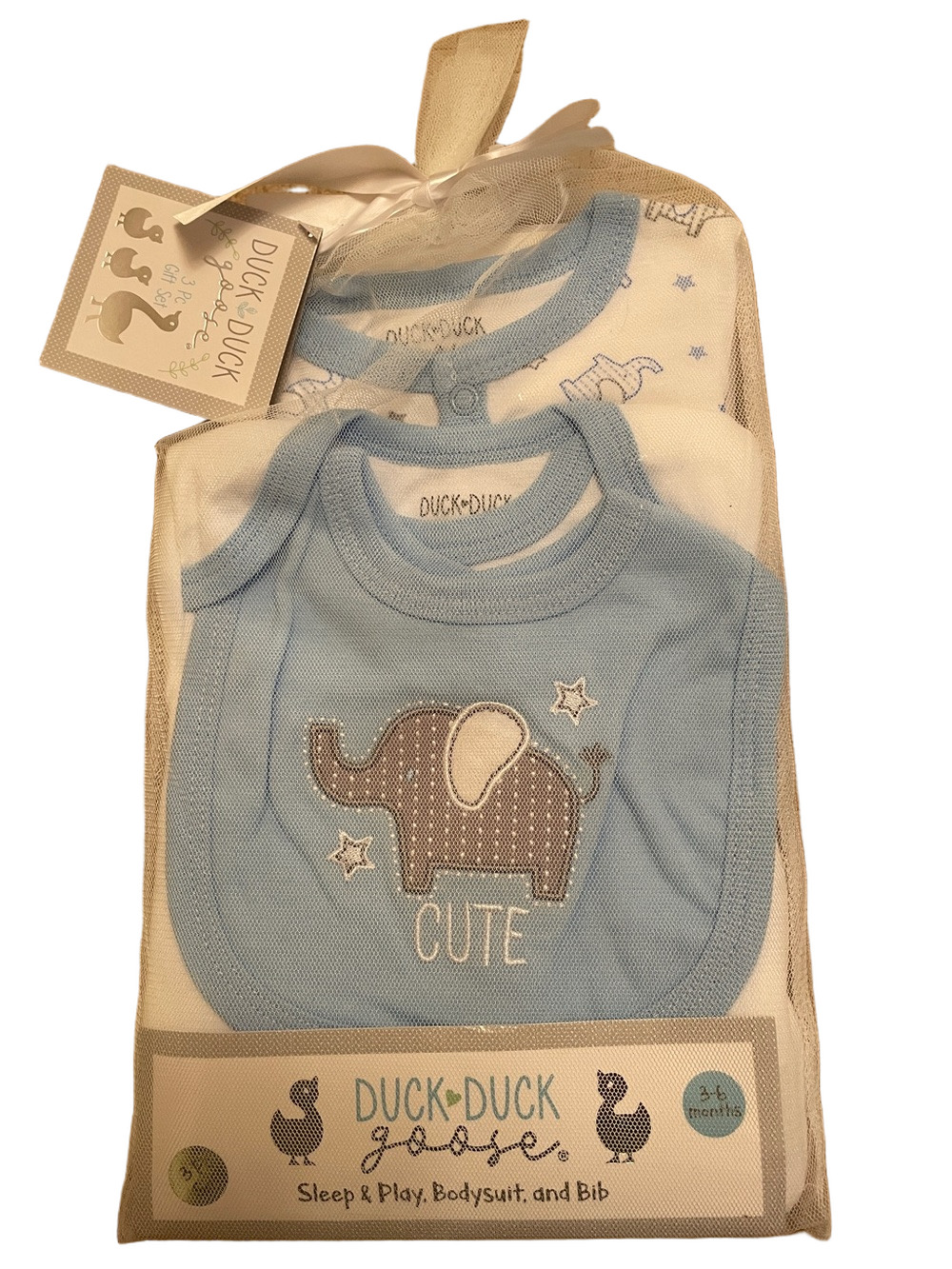 Duck Duck Goose Blue Elephant 3 Piece Set 3-6 Mo. NWT